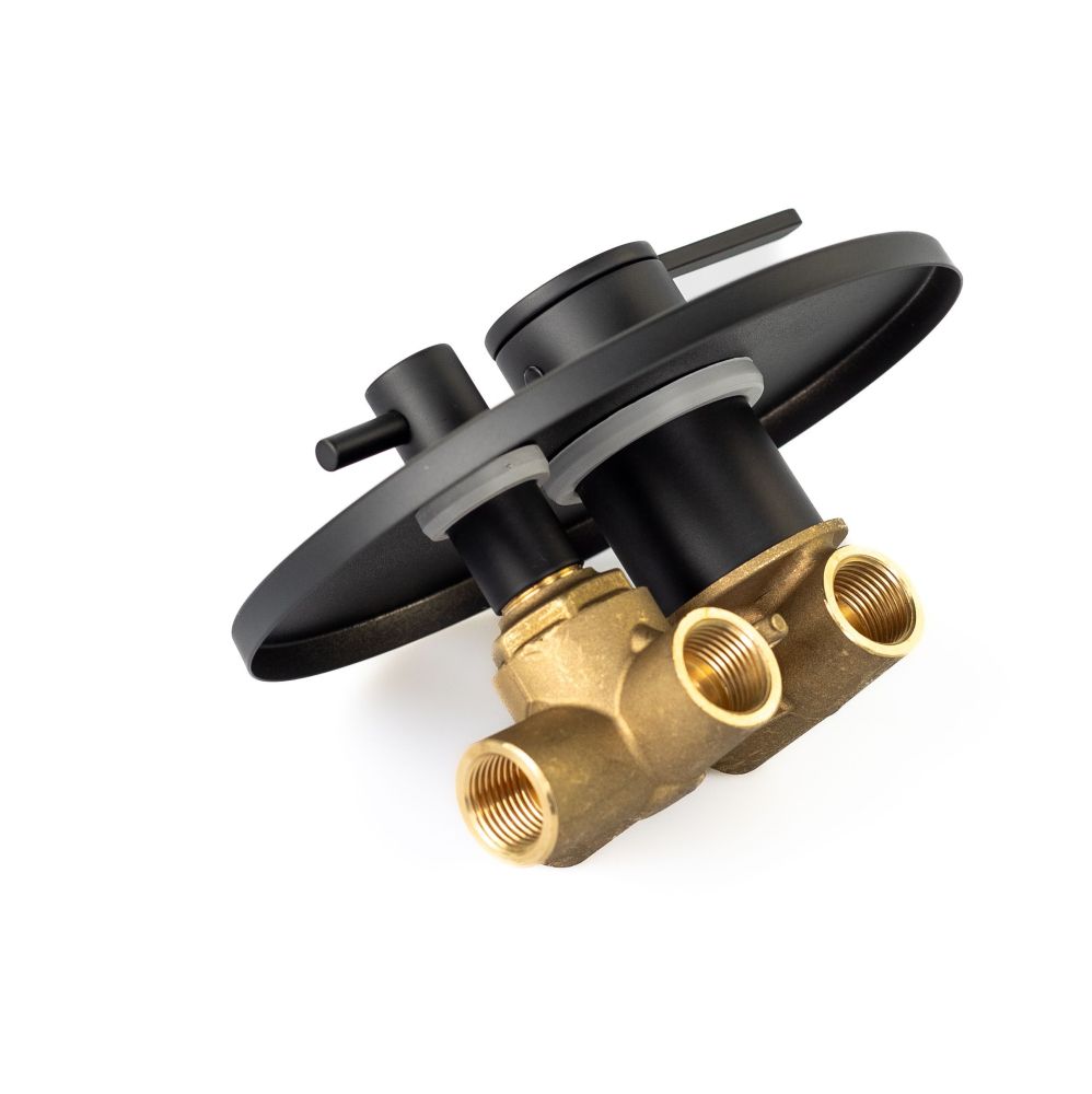 Emmevi Filobrass, однорычажный (со стержнем) встраиваемый смеситель для душа на 3 выхода, цвет черный матовый