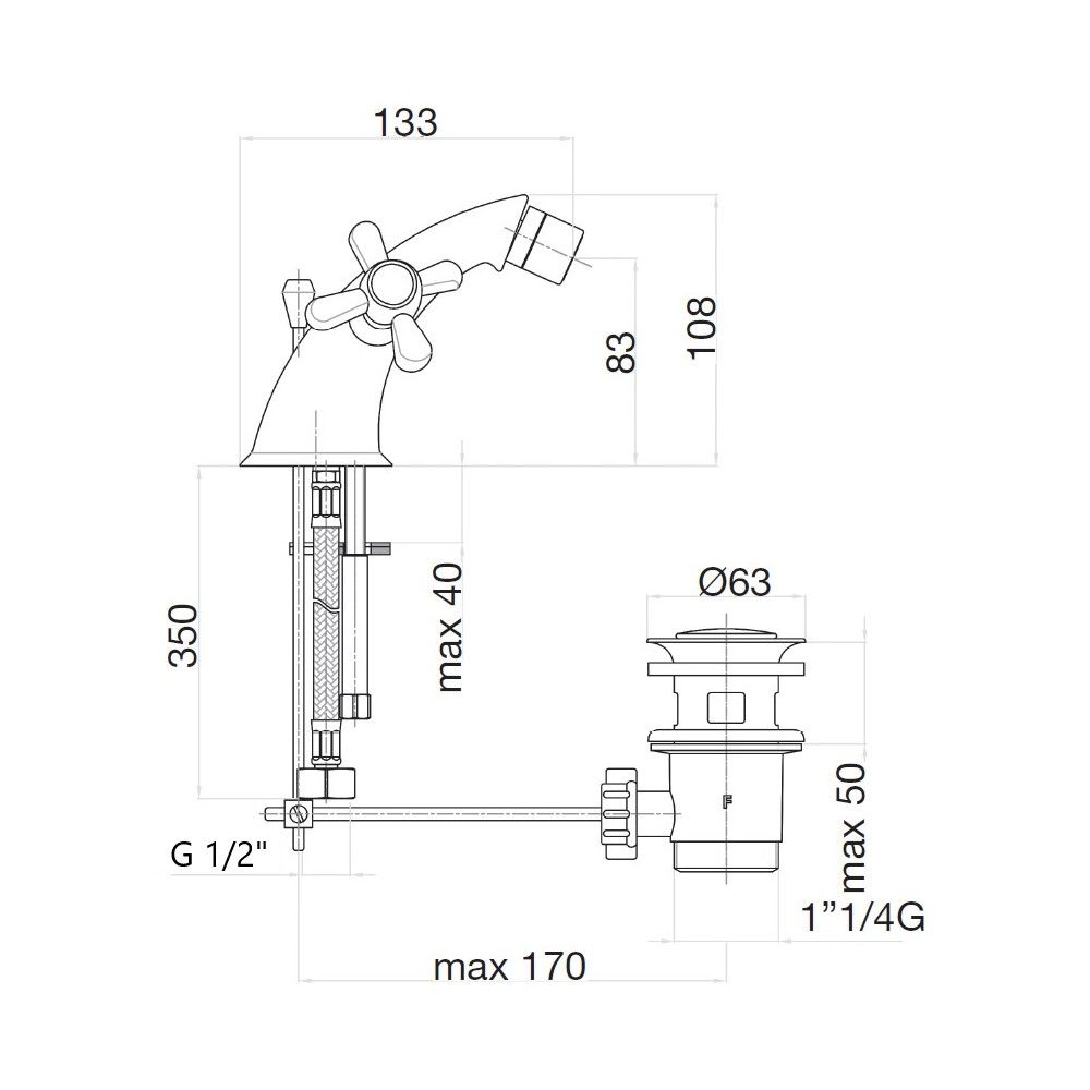 Смеситель для биде Webert Armony AM710102010, золото