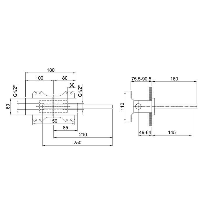 Fantini Venezia/Milano Излив встраиваемый для ванны (наружная часть), правая версия,цвет хром