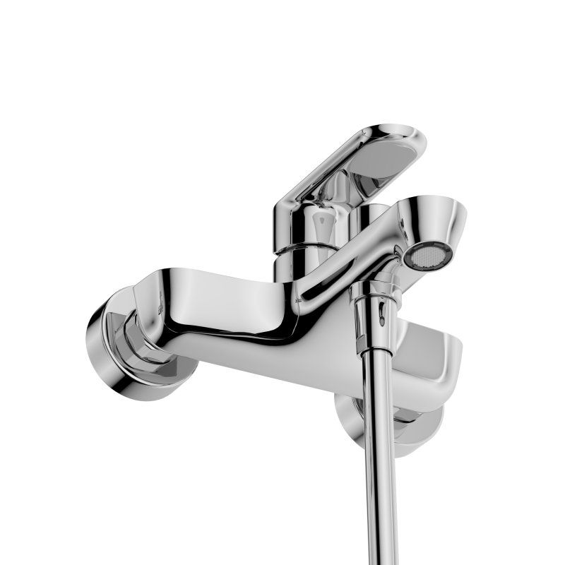 STYLUS-VD-NOP Смеситель для ванны и душа однорычажный в комплекте с ручным душем, шлангом и держателем, чёрный матовый, артикул STYLUS-VD-NOP