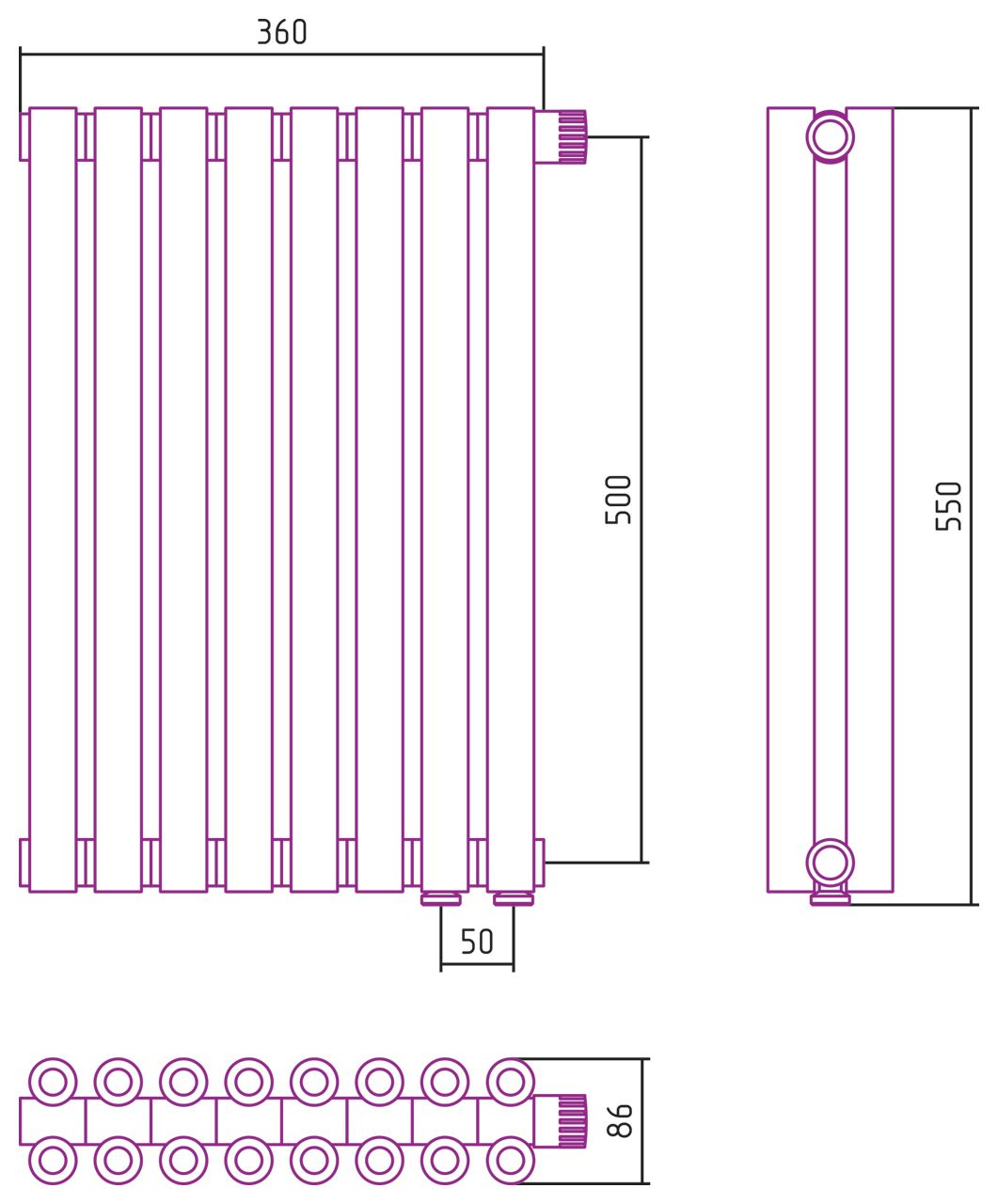 Отопительный радиатор ЭСТЕТ-00 н/ж EU50 500х360 / 8 сек (БЕЛЫЙ) Отопительный радиатор ЭСТЕТ-00 н/ж EU50 500х360 / 8 сек (БЕЛЫЙ)