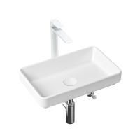 Комплект 5 в 1 Lavinia Boho Bathroom Sink Slim 21510048, накладная фарфоровая раковина 55 см, смеситель, латунный сифон, донный клапан quick-clac, угловые вентили 2 шт.