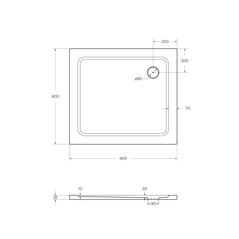 Душевой поддон из стеклокомпозита (SMC) CEZARES TRAY-M-AH-35-W