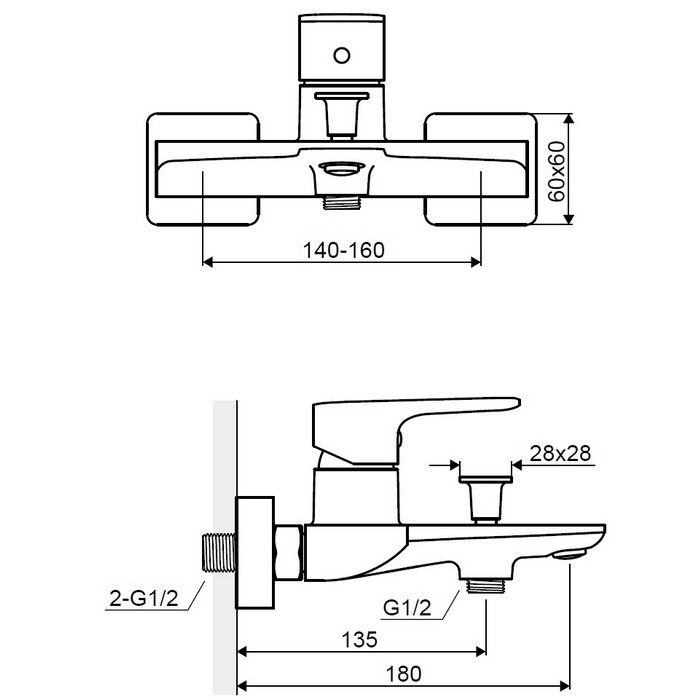 Смеситель для ванны EXCELLENT Keria AREX.2005CR (хром)