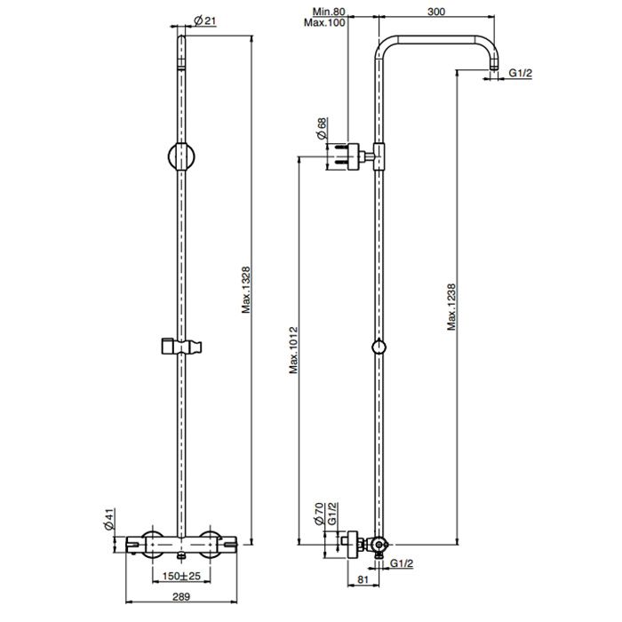 Fima Carlo Frattini Colonne doccia Смеситель для душа, термостатический, с душевой стойкой, цвет: хром Fima Carlo Frattini Colonne doccia Смеситель для душа, термостатический, с душевой стойкой, цвет: хром