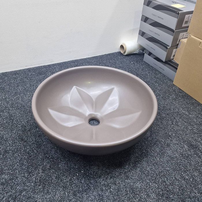 AZZURRA FLEUR Раковина накладная круглая диаметр 45хh16см, без отв. под смеситель, цвет Tortora