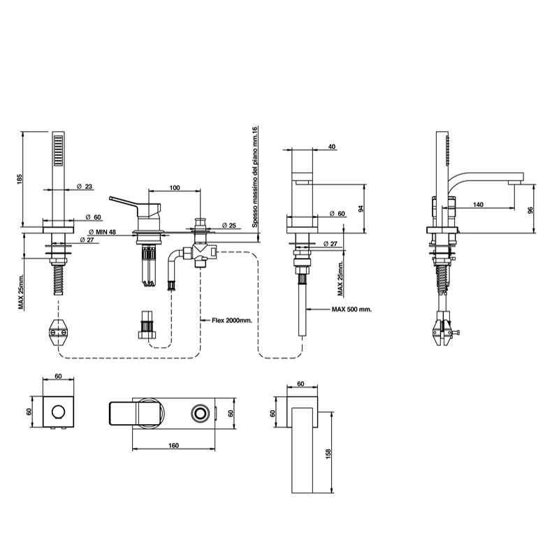 Bongio Reef Смеситель для ванны, цвет хром