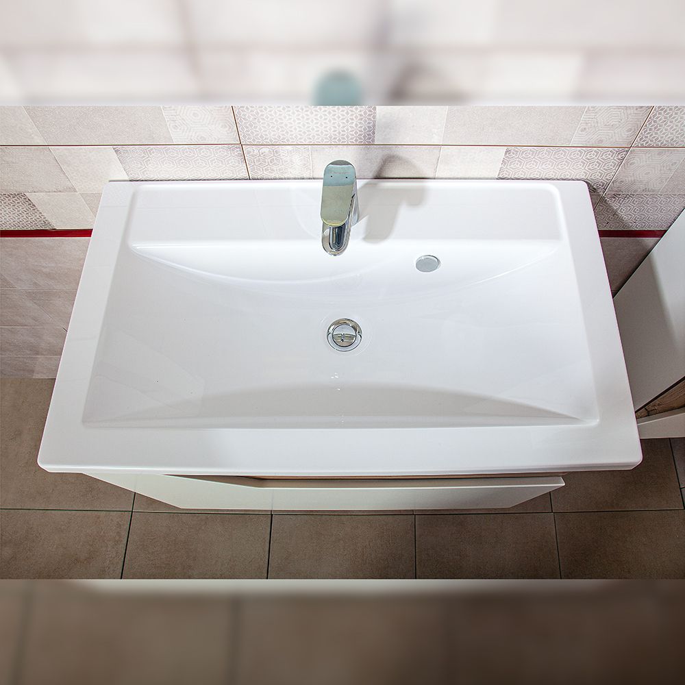 Комплект мебели для ванной Бриклаер БРАЙТОН 80, белый/дуб, артикул БРАЙТОН 80