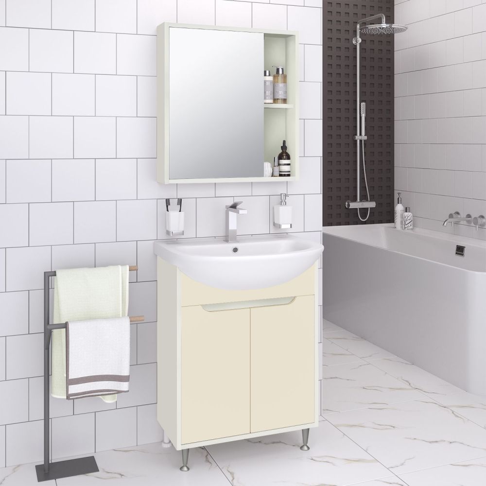 Зеркальный шкаф Runo Эко 60 БЕЛЫЙ (00-00004682), артикул 00-00004682