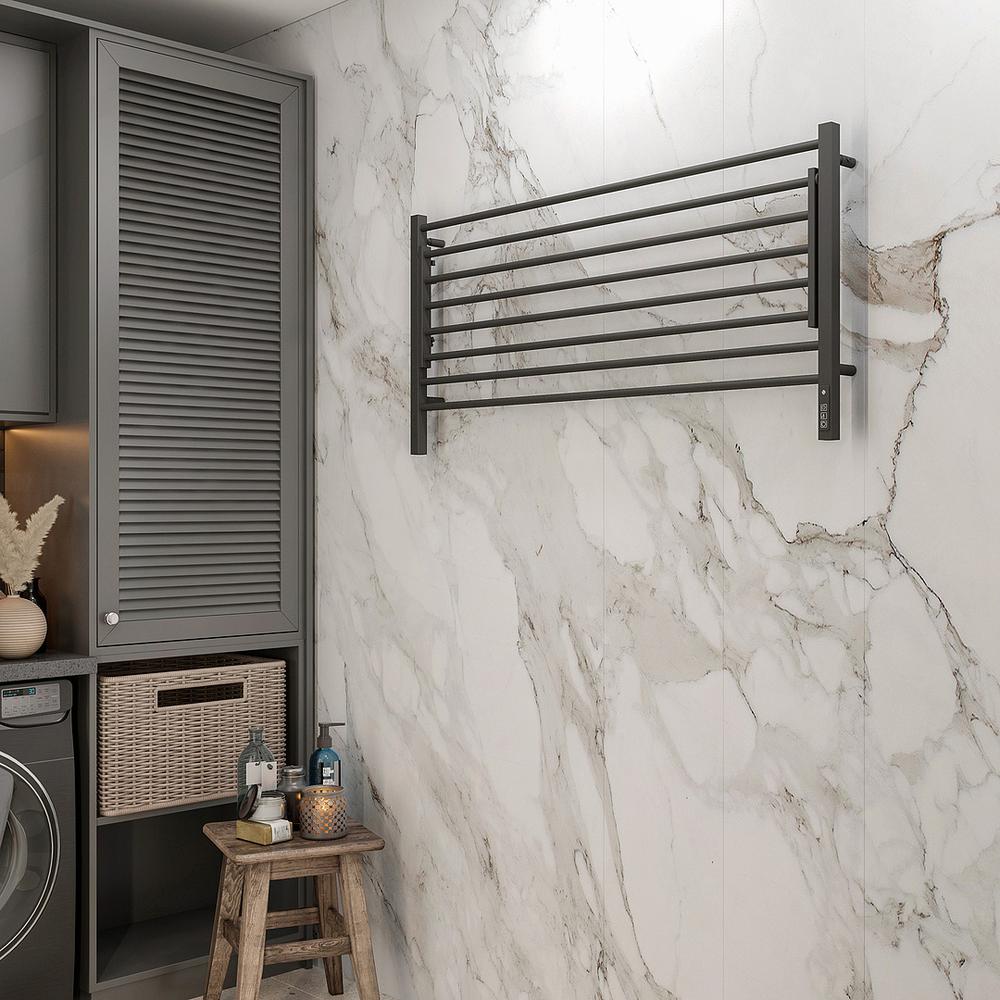 Полотенцесушитель электрический с полкой Terminus Горизонт П8 120х60 КС, черный муар, артикул 4670078543349