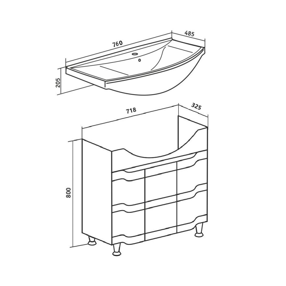 Тумба Runo Стиль 75 под умывальник УТ000001575 (Стиль 75) (00000001127), артикул 00000001127