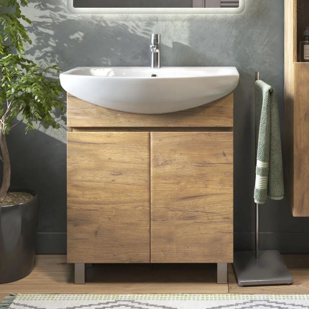 Тумба под раковину напольная VIGO Wing tn.WIN.BAL.70.2D дуб золотой, 70 см, артикул tn.WIN.BAL.70.2D дуб золотой