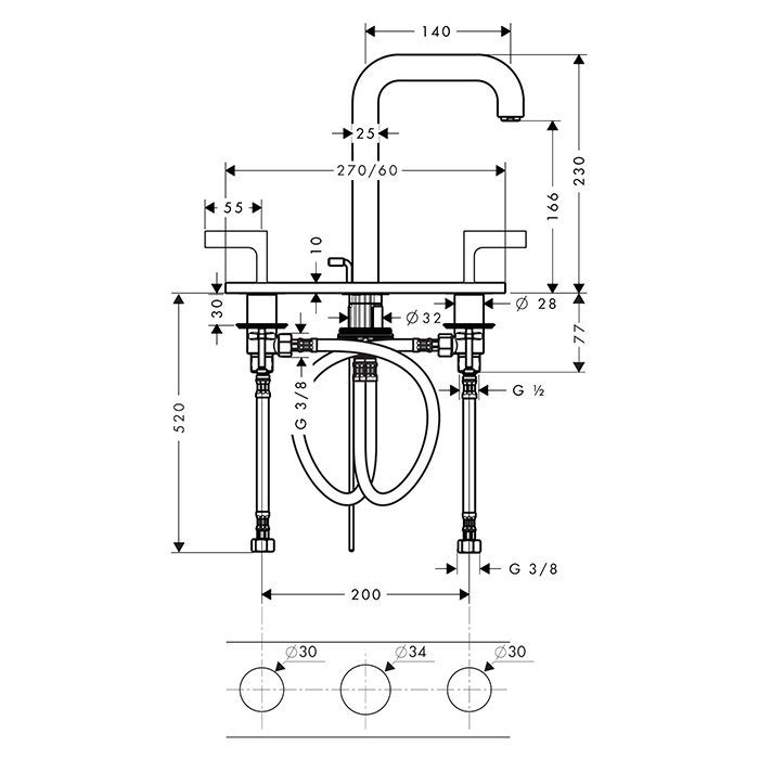 AX Citterio Смеситель для раковины , цвет шлифованная бронза AX Citterio Смеситель для раковины , цвет шлифованная бронза