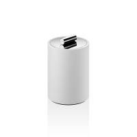 Контейнер универсальный, Decor Walther, Stone, DMD S, с крышкой, малый, ширина, мм-80, глубина, мм-80, высота, мм-115, материал-сталь нержавеющая/минеральное литье, цвет-хром/белый матовый