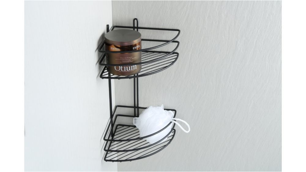 Полка Fixsen угловая двухэтажная черная (FX-710B-2), артикул FX-710B-2