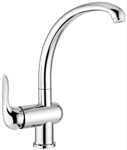 Emmevi Neco, однорычажный кухонный смеситель с поворотным изливом (ручка сбоку), без донного клапана, цвет хром