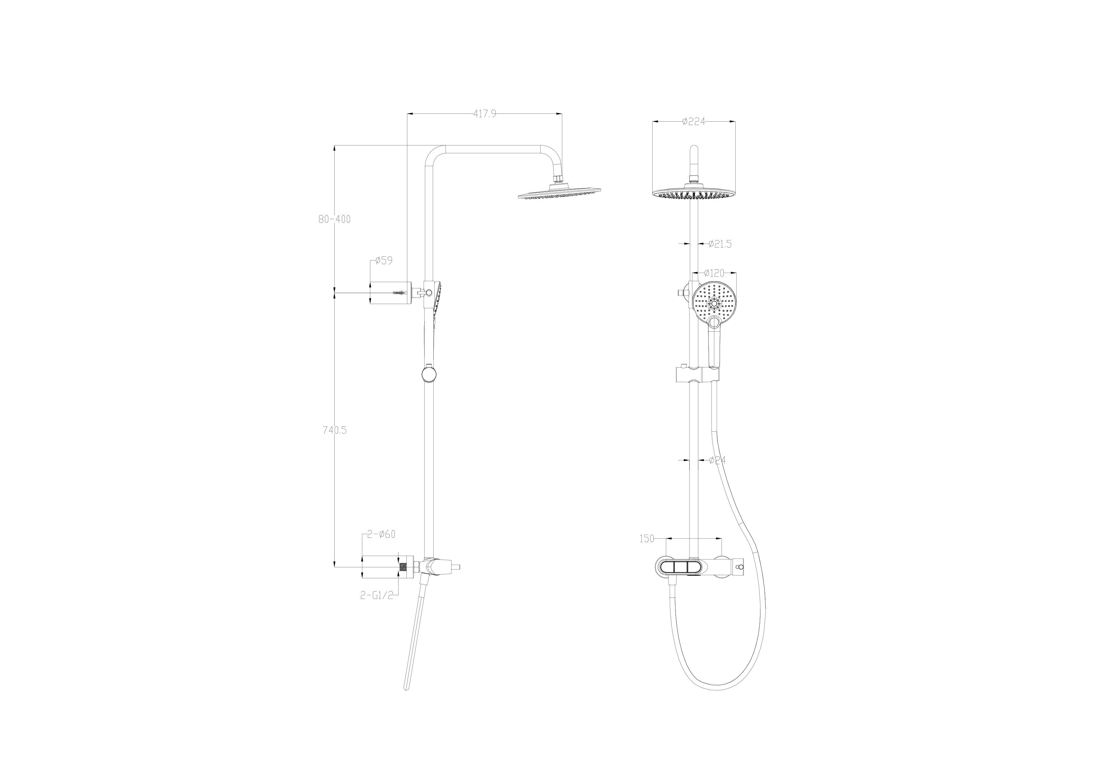 Душевая система WONZON & WOGHAND MUSE Corno, Темный графит (WW-A30653-BGG)