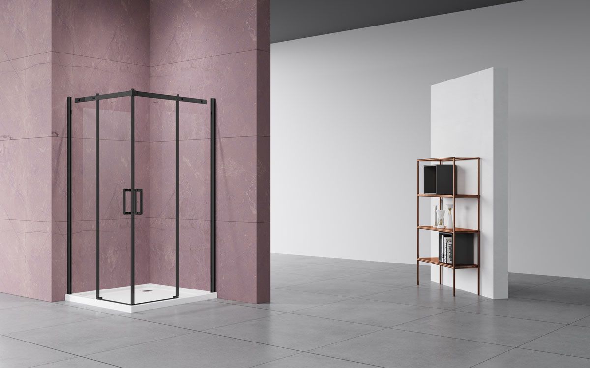 Душевые уголки Vincea Душевой уголок Dice VSS-4D900CLB, 900*900, черный, стекло прозрачное,