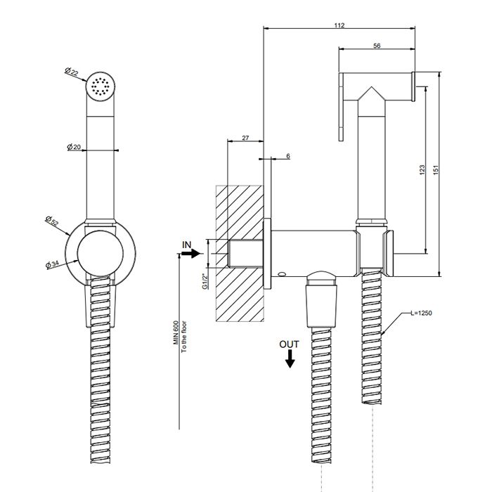 Gessi Transparenze Гигиенический душ, цвет: Black XL