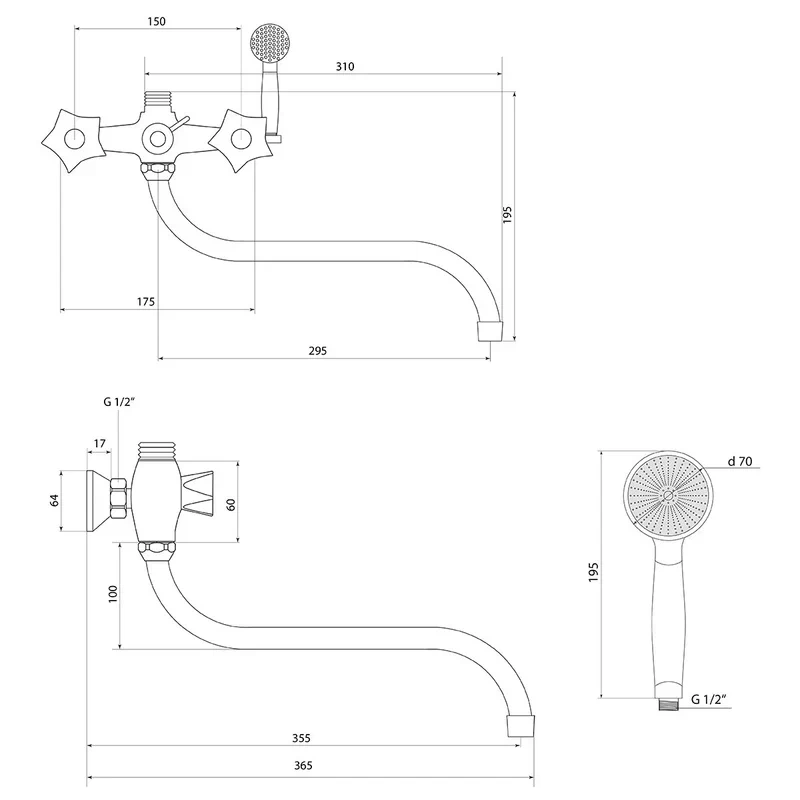 Смеситель для ванны Славен СЛ-ДВ-Е31, хром