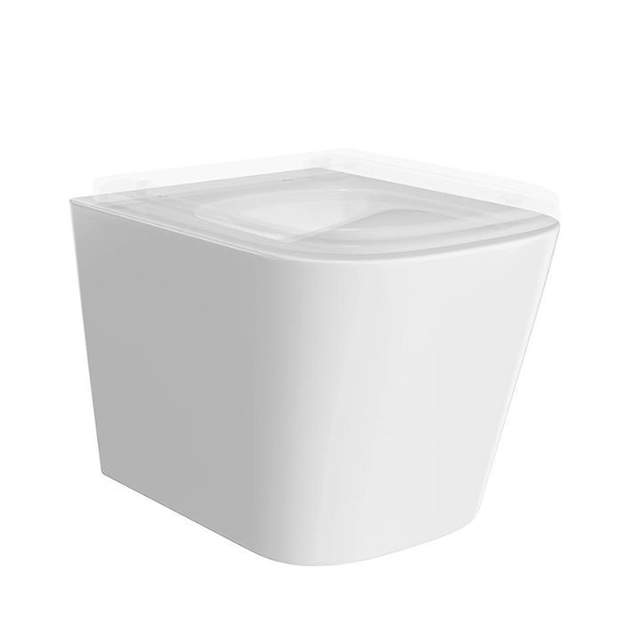 Унитаз CUBO подвесной безободковый с крепежом и сиденьем, белый глянцевый