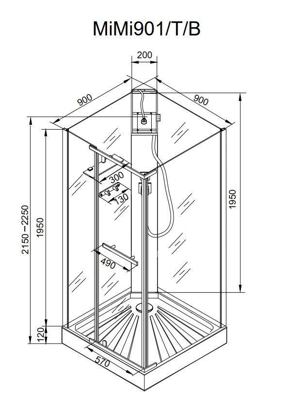 Кабина MiMi901T душевая Cerutti SPA (90x90x215-225) Кабина MiMi901T душевая Cerutti SPA (90x90x215-225)