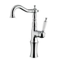 OXFORD Смеситель для раковины моноком. высокий, ручка белая, хром