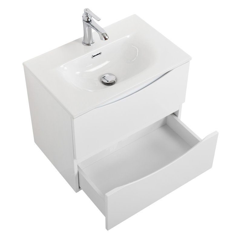 MARINO-CER-MINI База под раковину подвесная с двумя выкатными ящиками, Nero Lucido, 596x390x500, MARINO-CER-MINI-600-2C-SO-NL-P, артикул MARINO-CER-MINI-600-2C-SO-NL-P