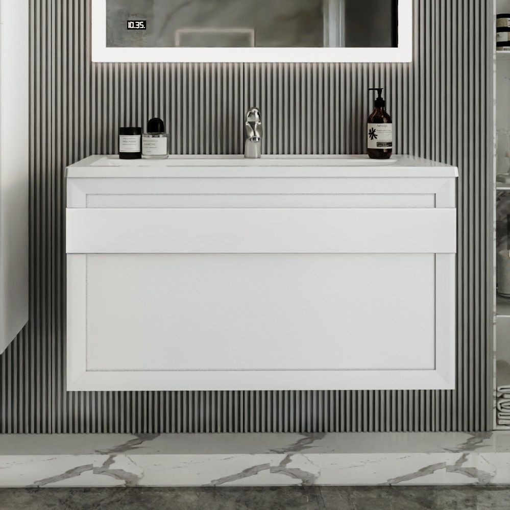 Тумба под раковину подвесная Бриклаер БЕРЛИН белый , 100 см, артикул 4627125416095