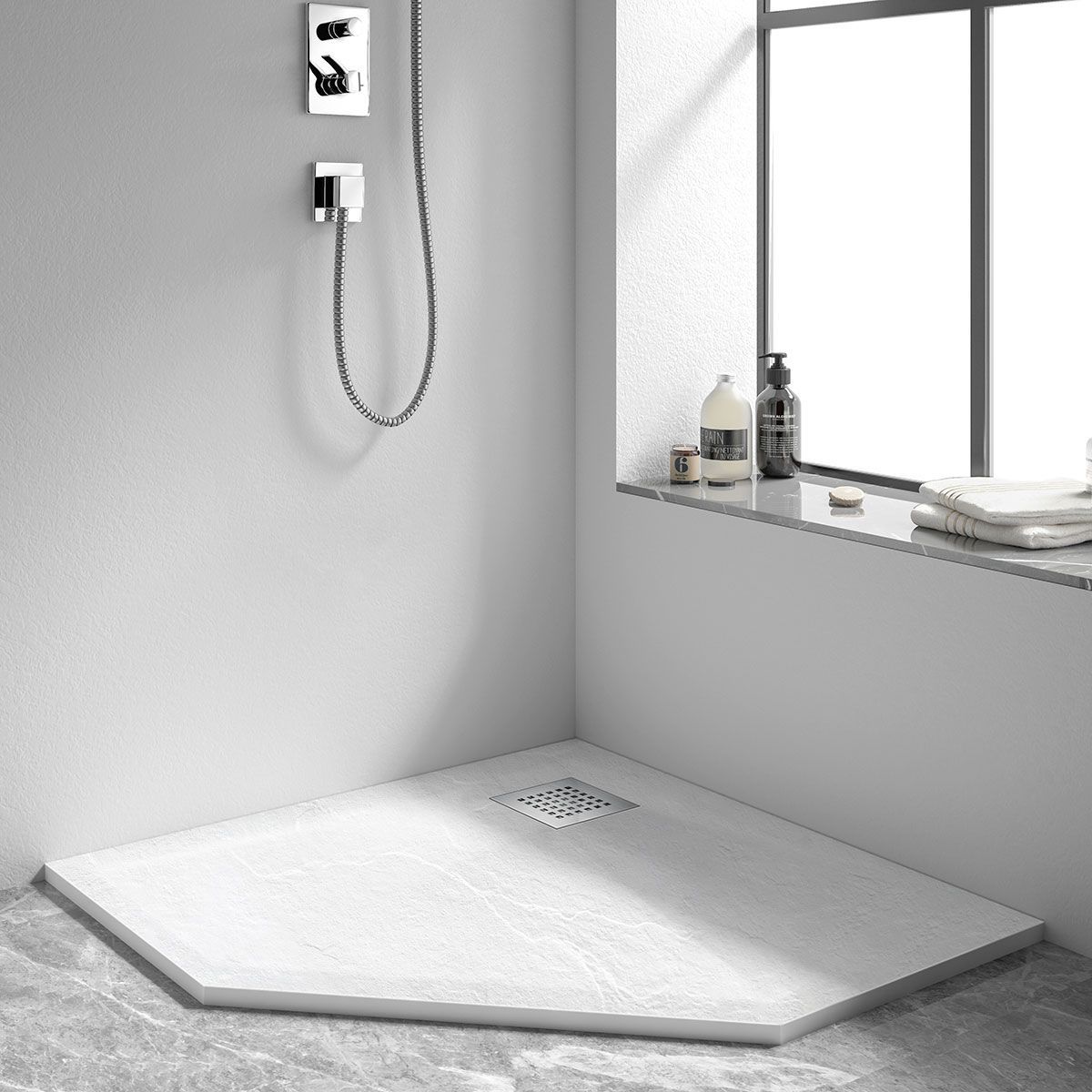 Душевые поддоны Vincea Поддон для душа из искусственного камня VST-4SP9090W, 900*900*25, белый матовый,