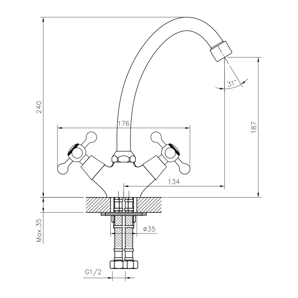 Смеситель для кухни DECOROOM DR54 (DR54028), артикул DR54028