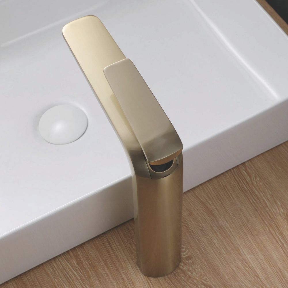 Смеситель для раковины высокий Rose R3911G, золотой сатин