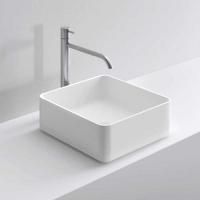 MILLDUE  Раковина  BASIC Q37 накладная из CERAMILUX ,37х37х13 см, без отв для смесителя, цвет белый матовый