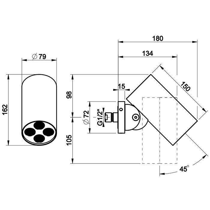 GESSI 316 DIAMANTATO Верхний душ Ø79 мм., с настенным креплением, тропический ливень, цвет Steel Brushed