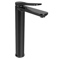 Bongio GIO2 Смеситель для раковины высокий 280 мм на 1 отв., излив 141 мм, с донным клапаном,цвет: черный матовый