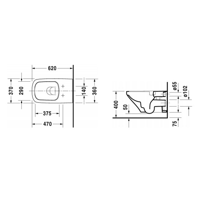 Duravit DuraStyle Унитаз удлиненный подвесной безободковый 620х370 мм, с креплением, цвет белый ЦЕНА)