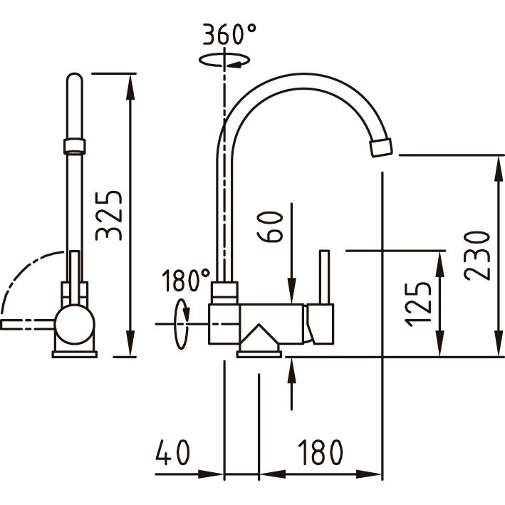 CAIMAN URBAN Смеситель для кухни (складной излив 3 положения), ec1, хром CAIMAN URBAN Смеситель для кухни (складной излив 3 положения), ec1, хром