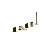 Fantini Venezia In Смеситель на борт ванны, 5 отв., с ручн душем, излив 160мм, цвет: Matt British Gold PVD