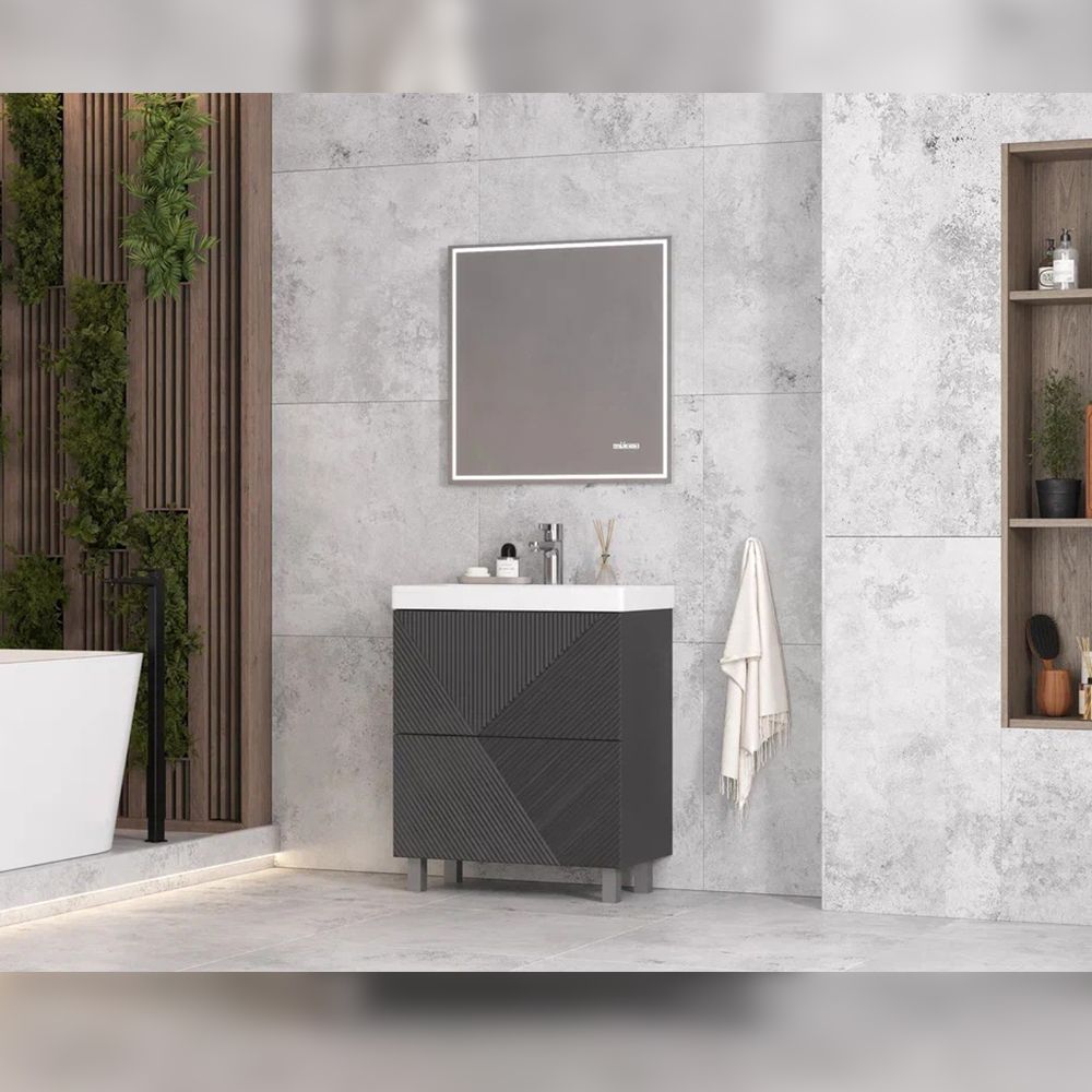 Тумба под раковину напольная Velvex Edge tn.EDG.9696.70.2Y графит, 70 см, артикул tn.EDG.9696.70.2Y графит