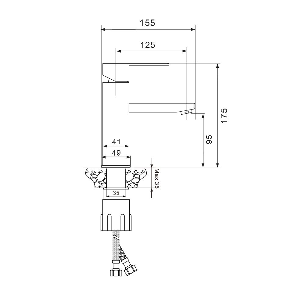 Смеситель для раковины WesnaArt KUBUS KUB13-210Black, черный