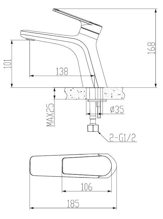 Смеситель Baku для раковины, без донного клапана, артикул: BK 26, ESKO