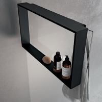 NOVELLINI FRAME Аксессуары для кабины 700х400 мм., с внутренней полкой и внешним крючком, для крепления на стекло, цвет черный матовый NOVELLINI FRAME Аксессуары для кабины 700х400 мм., с внутренней полкой и внешним крючком, для крепления на стекло, цвет черный матовый