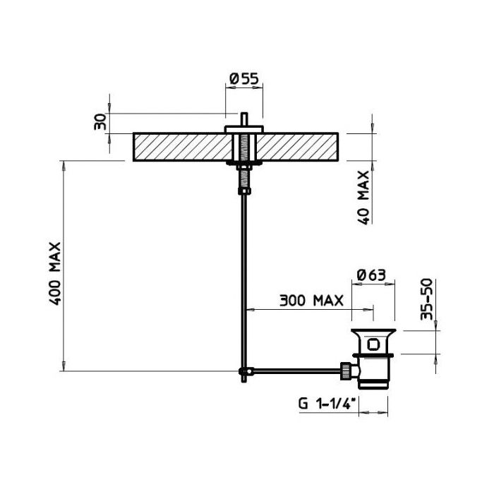 Gessi  Донный клапан для раковины с автоматической пробкой, открывающийся сверху, цвет: хром
