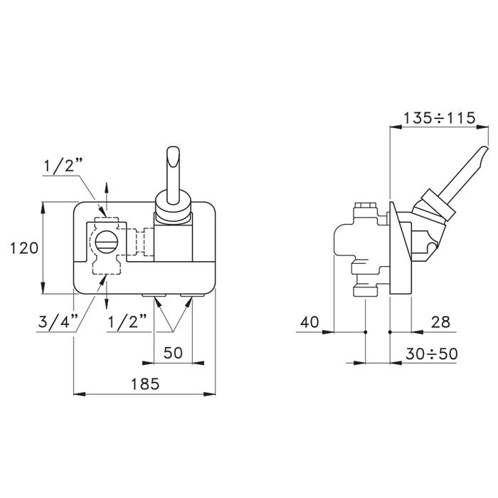 Stella Box Встраиваемый смеситель для ванны/душа 3254 с переключателем, цвет: хром