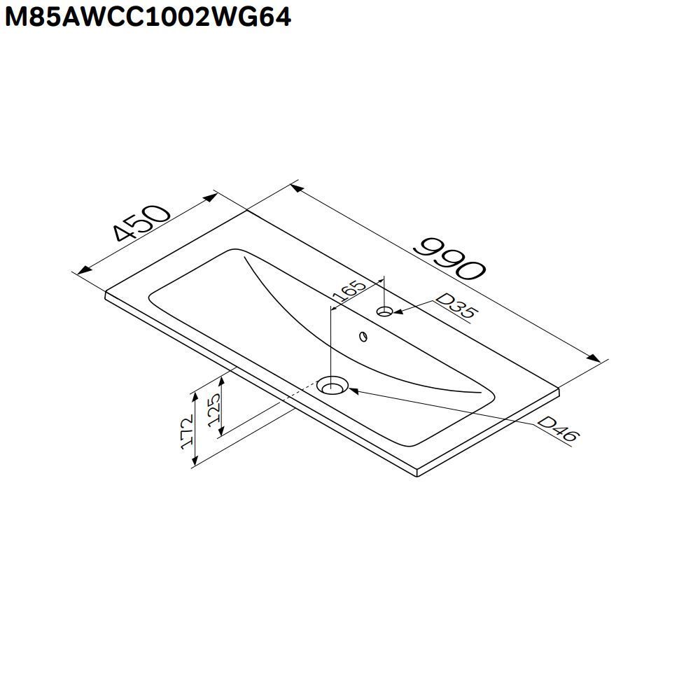 M85AWCC1002WG64 X-Joy, Раковина мебельная, керамическая, 100 см, встроенная, цвет: белый, глянец M85AWCC1002WG64 X-Joy, Раковина мебельная, керамическая, 100 см, встроенная, цвет: белый, глянец