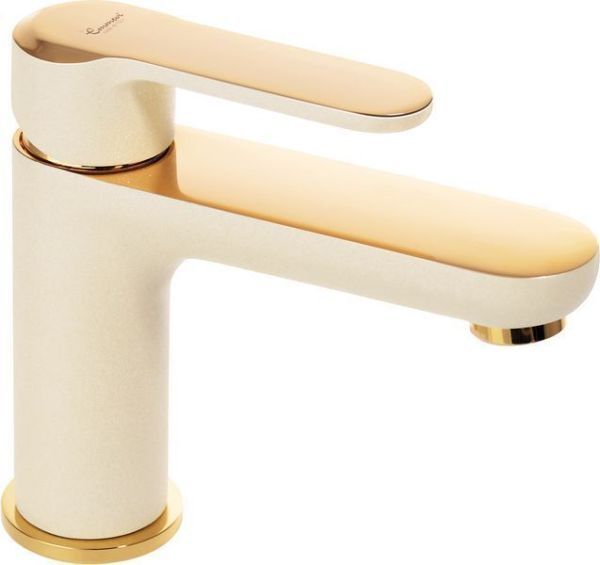 Emmevi Nefer, однорычажный смеситель для раковины с донным клапаном, цвет кварц/золото