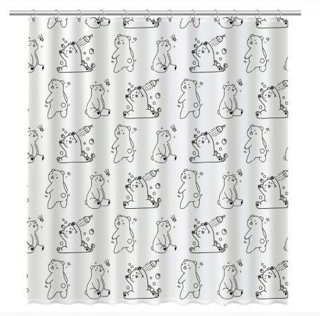 Шторка для ванны Fixsen Teddy Wash FX-1505 Белая Черная