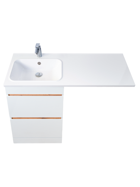 Тумба VIANT "Мальта" под с/м 2 ящика белый/дуб вотан под раковину Paola Bella 1200 R, Paola Bella 1200 L (Bella 120) (VMAL120BELLA-T2Y)