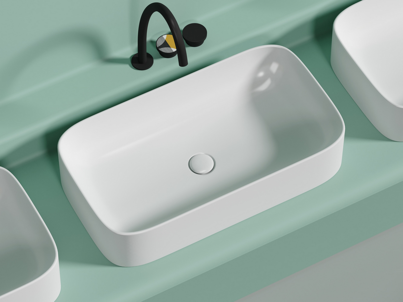 Умывальник чаша накладная прямоугольная (цвет Белый Матовый) Элемент (Element) 705x380x150мм, артикул CN6054MW