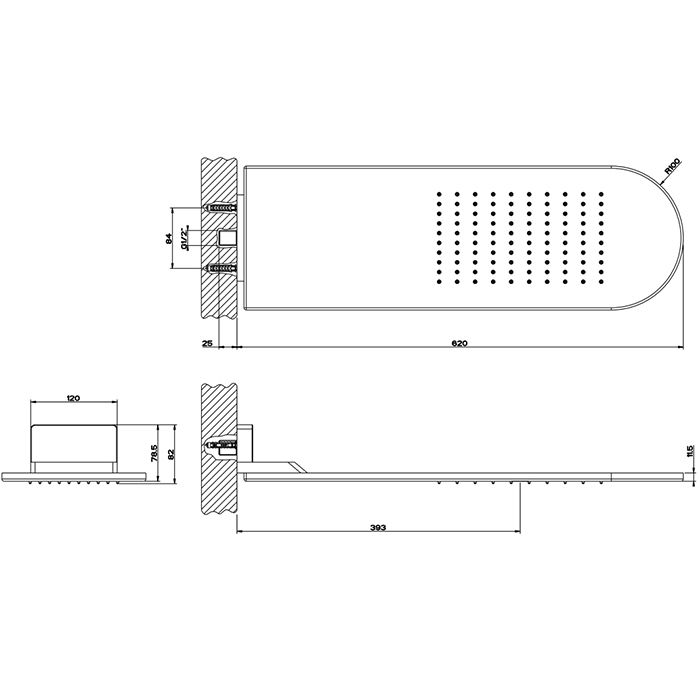 Gessi Shower316 Душевая головка для настенного крепления 620*200мм, цвет Black XL